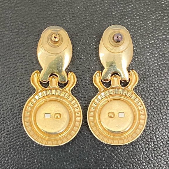 Unsigned Vintage 80’s Gold-tone Panther Door Knocker Earrings 13.7g - Picture 12 of 12